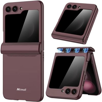Miimall Anti-Spy Case for Samsung Galaxy Z Flip 5, Magnetic Hinge Protection, External Privacy Screen Protector, Ultra-Thin PC, Wine Red