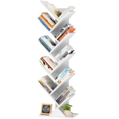 SHEEPAM 10-Tier Tree Bookshelf for Small Spaces