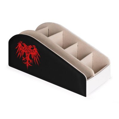 NLWQEKV Albania Flag Funny Remote Control Holder with 5 Compartments, Desktop Organizer for Home Office