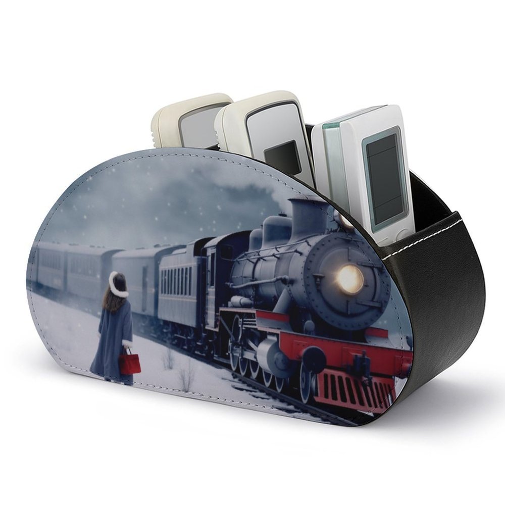 NLWQEKV Christmas Train New Year Remote Control Holder, 5-Compartment Organizer