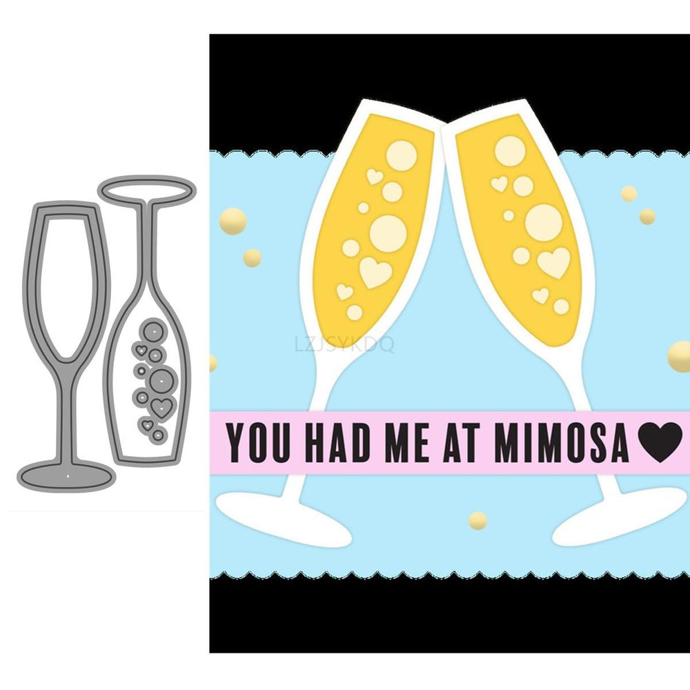 Cup and Champagne Metal Dies for Card Making