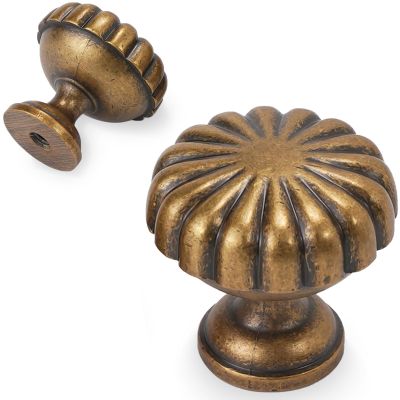 BUKOBYHE Cabinet Knobs, Antique Brass, Vintage Style, 10-Pack