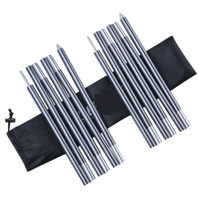 2-Piece Adjustable Aluminum Tent Canopy Pole Set, 6 Sections, 180 cm, Gray