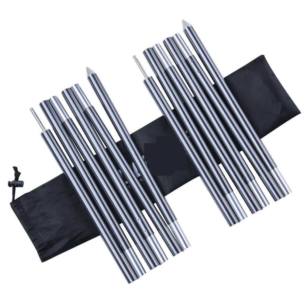 2-Piece Adjustable Aluminum Tent Canopy Pole Set, 6 Sections, 180 cm, Gray