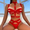 WILLBEST Sexy Women's Lingerie Set, Red and White Babydoll with Sports Bra, Shorts and Thigh-Highs view 4