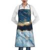Cooking Apron for Women and Men, Water-Resistant Marble, Navy Blue, Mixed Prints, White, One Size view 1