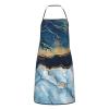 Cooking Apron for Women and Men, Water-Resistant Marble, Navy Blue, Mixed Prints, White, One Size view 2