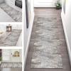 Gray-Brown Abstract Washable Runner Rug, Non-Slip, 90 × 140 cm view 1