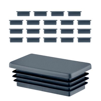 EMFA Lamella Plugs for 50 x 30 mm Rectangular Tubes, Anthracite, 20-Pack