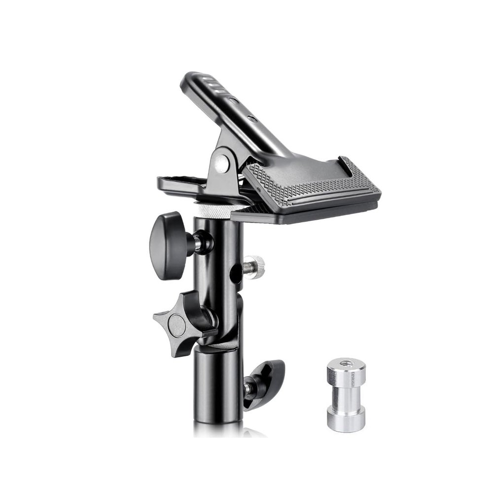 KAGYOKU Heavy-Duty Metal Clamp Holder with 5/8-Inch Light Stand Mount, Reflector Clamp with Umbrella Hole and Screw Mount