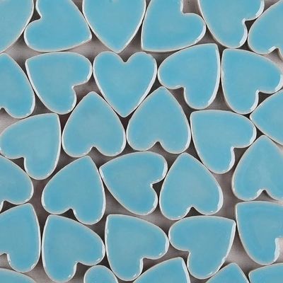 Mosaic Tiles, 100 g Ceramic Mosaic Tiles, Heart-Shaped DIY Craft Stones, Sky Blue