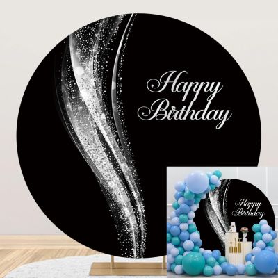 Ttincceer Happy Birthday Backdrop, 230 cm, Black and Silver, Sparkling Sequin Design
