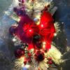 Artificial Christmas Stair Wreath, 58.4 cm, Lighted, Cordless, Gold-Tone, with Pine Wood and Bow view 4