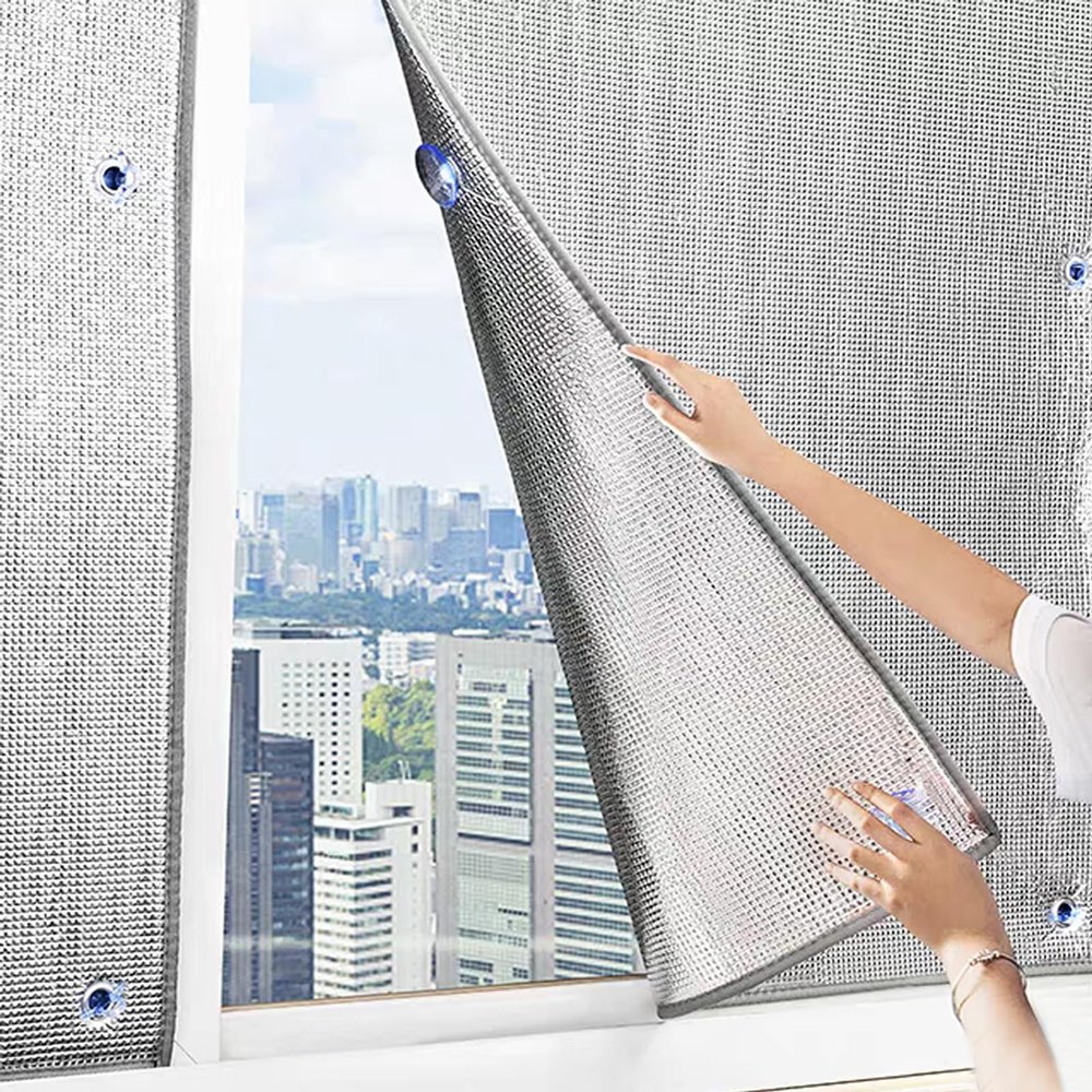 kufu01 Reflective Window Film, 99% UV Protection, 9 mm Silver Blackout Privacy Film, 110 x 130 cm