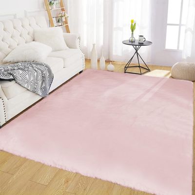 Latepis Pink Faux Fur Rug, 120 x 180 cm