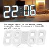 3D Digital Alarm Clock with Temperature Display, White Frame and White Digits view 2