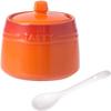 Red Ceramic Sugar Jar with Lid and Spoon view 1