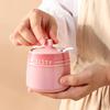 Red Ceramic Sugar Jar with Lid and Spoon view 2