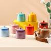 Red Ceramic Sugar Jar with Lid and Spoon view 4