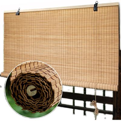 Sh000ad Blackout Bamboo Roller Blind, Wooden Interior Window Blind, 98% UV Block, Sun and Privacy Shade, Side-Pull, Customizable, W x H (100 x 270 cm)