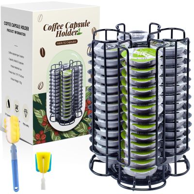 TEGOVE Coffee Capsule Holder for Tassimo Capsules, 52-Capsule Capacity, 360° Rotating, Black
