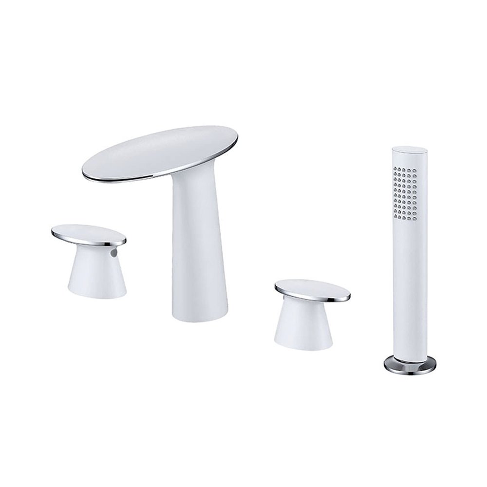 5-Piece Split Bathtub Faucet Set with Pull-Out Hand Shower