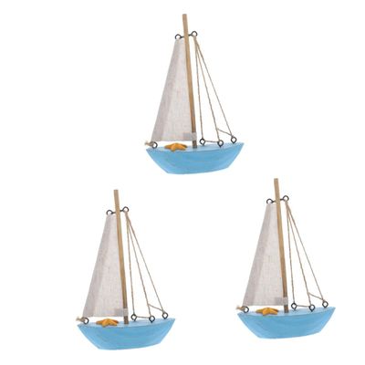 Operitacx 3-Piece Mediterranean Wooden Sailboat Model Set