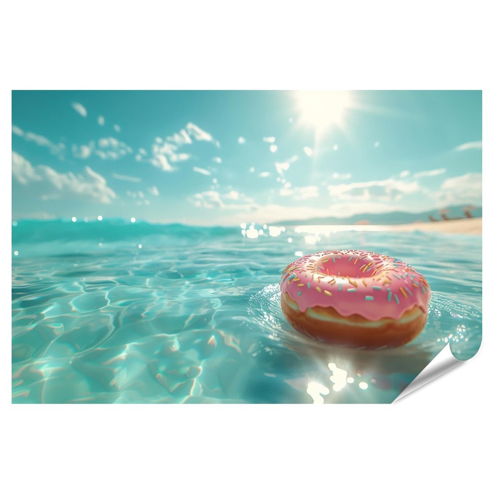 islandburner XXL Poster – Trendy Donut Pool Float on Crystal-Clear Water