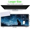 JANENFNA TCG Playmat with Card Zones, 24 x 14 in, Mousepad Compatible with MTG, Smooth Rubber Surface, Night Sky Cat view 2