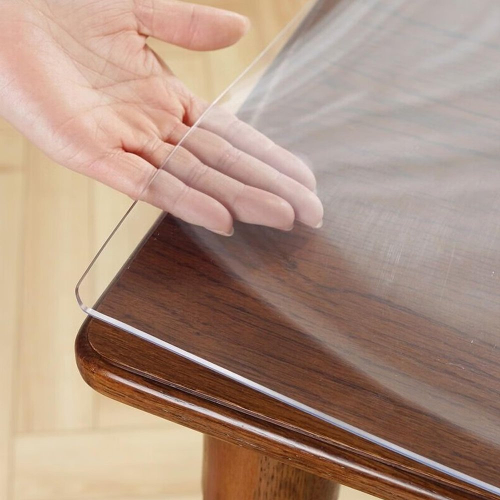 SSFMSF Transparent PVC Tablecloth, Waterproof, Heat-Resistant, Easy-Clean, 2 mm, 65 x 130 cm