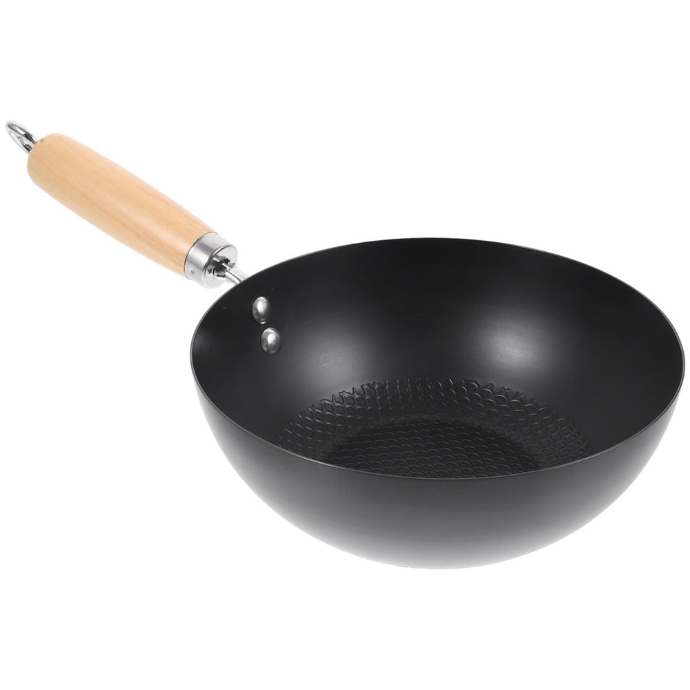 Garneck Cast Iron Wok Pan, Small Hand-Hammered Japanese/Chinese Wok, 20 cm