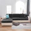 Stretch Velvet Sofa Seat Cushion Cover, Black, 1-Seater view 2