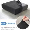 Stretch Velvet Sofa Seat Cushion Cover, Black, 1-Seater view 4