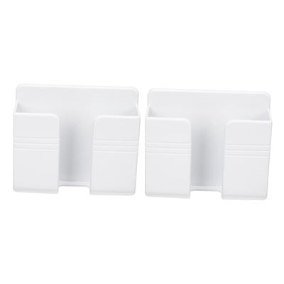 WOONEKY 2-Piece Wall Mount Holder for Remote Controls and Phones, White, ABS