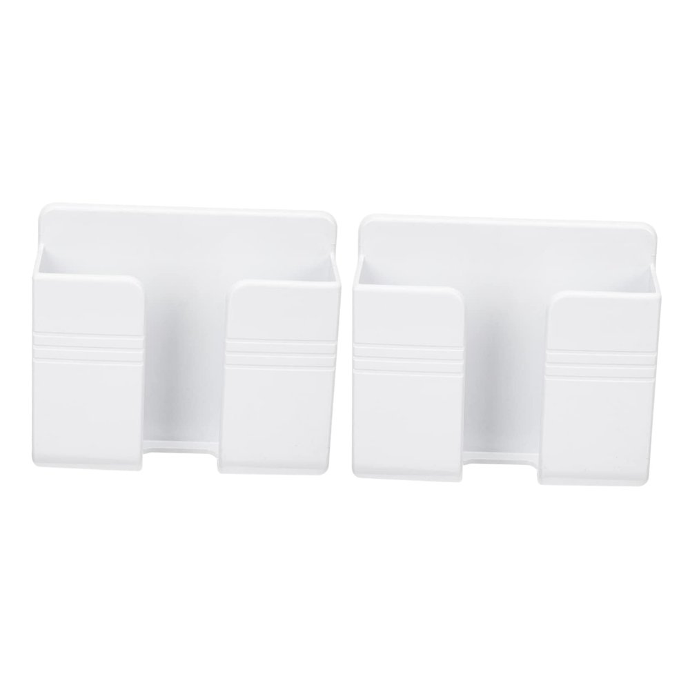 WOONEKY 2-Piece Wall Mount Holder for Remote Controls and Phones, White, ABS