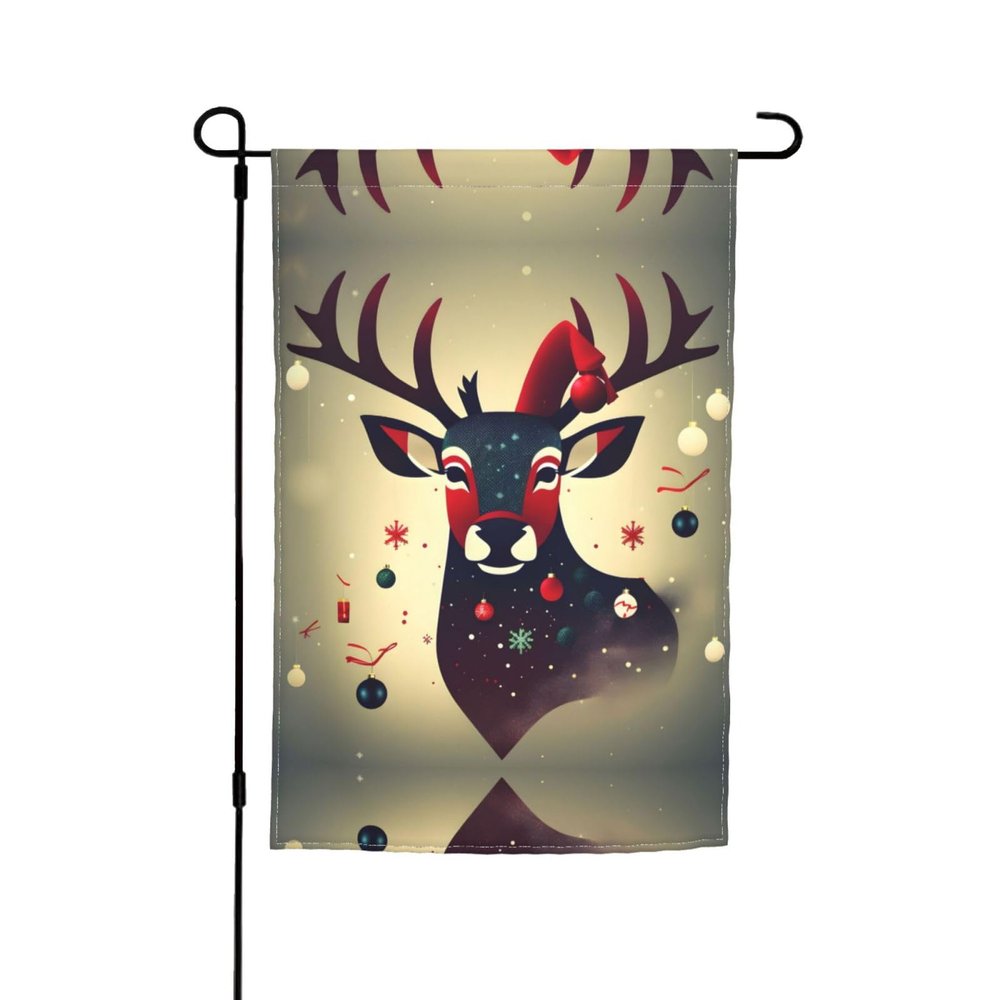 Christmas Deer Garden Flag, 30.5 x 45.7 cm, Double-Sided Outdoor House Flag