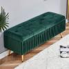 Velvet Storage Bench with Gold-Tone Metal Legs view 1