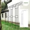 Garden Trellis, Black Metal, Easy to Assemble, for Climbing Roses and Vines, Half-Arch Garden Decor view 1