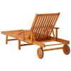 SECOLI 2-Pack Folding Wooden Sun Loungers with Wheels, Green view 4