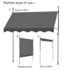Clamp-On Awning, No-Drill Balcony Privacy Screen, 200/250/300/350/400 cm Wide, Height-Adjustable with Hand Crank, Blue view 2