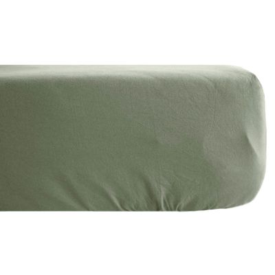 Linnea Palace Fitted Sheet, 180 x 200 cm, Pure Cotton, Moss Green