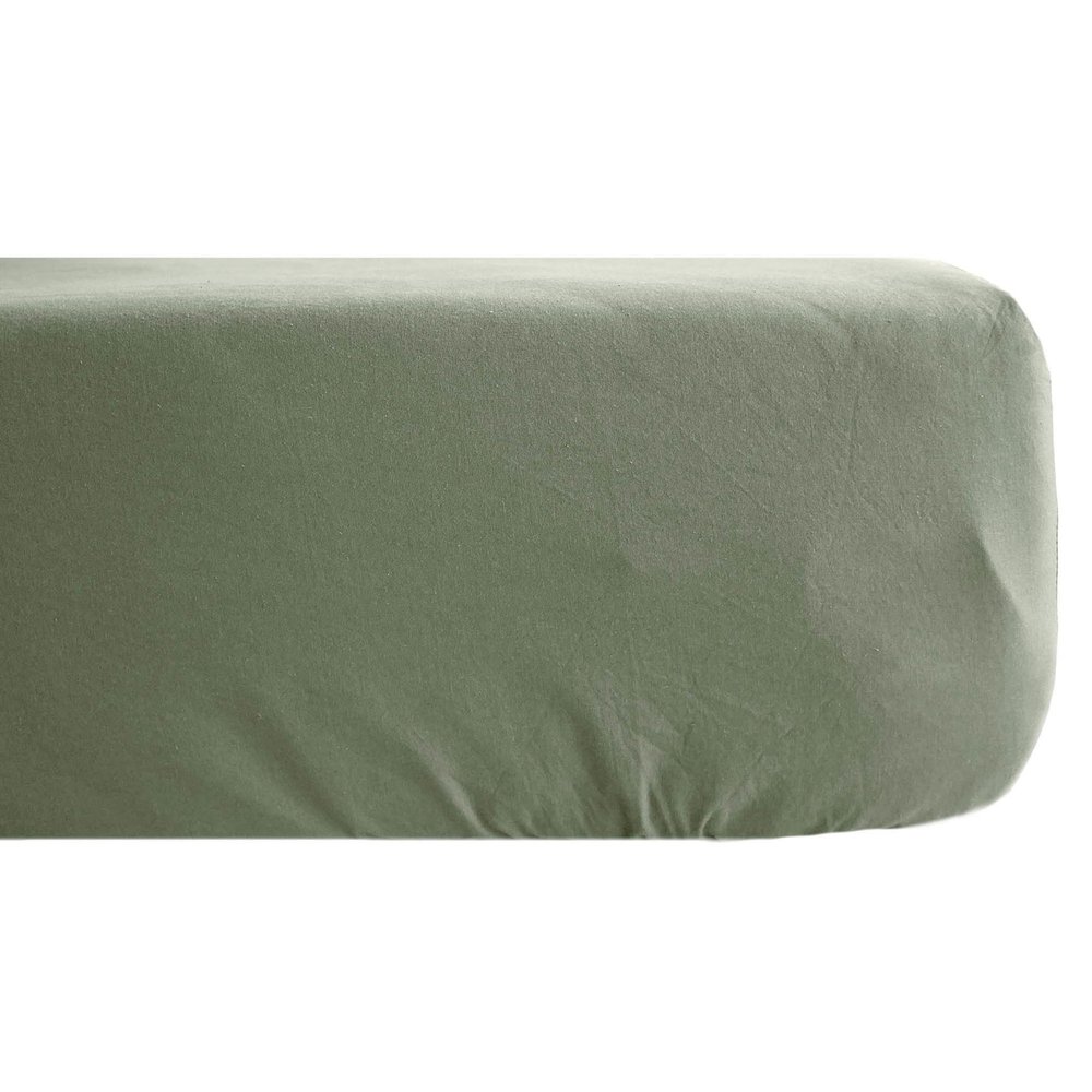 Linnea Palace Fitted Sheet, 180 x 200 cm, Pure Cotton, Moss Green