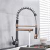 Chrome Pull-Down Spring Kitchen Faucet, Hot and Cold, Single Handle, Dual Spout view 2