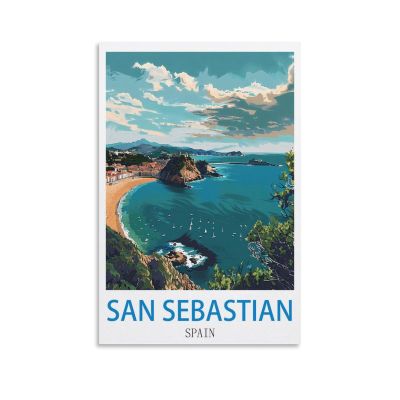 ZHILIJING San Sebastian Spain Vintage Travel Poster, 20 x 30 cm