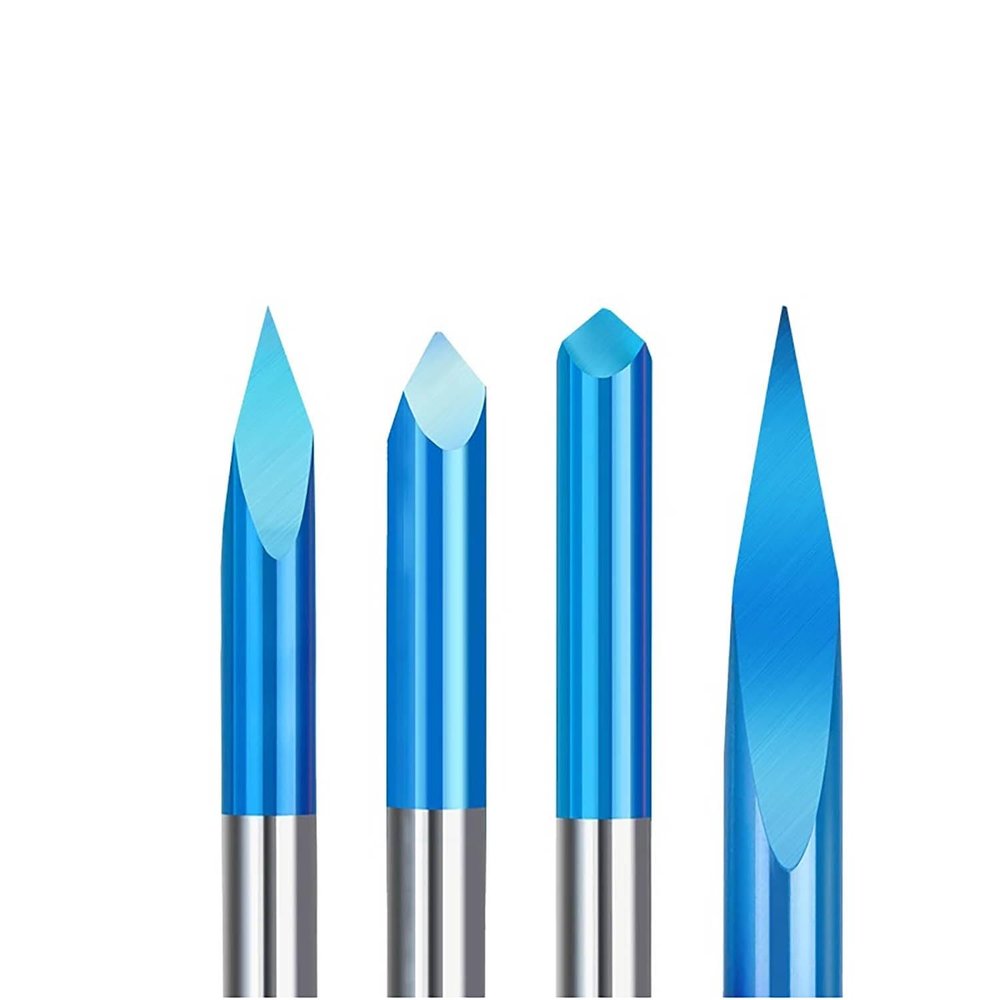 Pangyoo CNC Engraving Cutter, 6 mm Shank, 3 Edges, Nano-Blue-Coated Triangular Cutter for Wood and Jade (6 x 0.2 x 40)