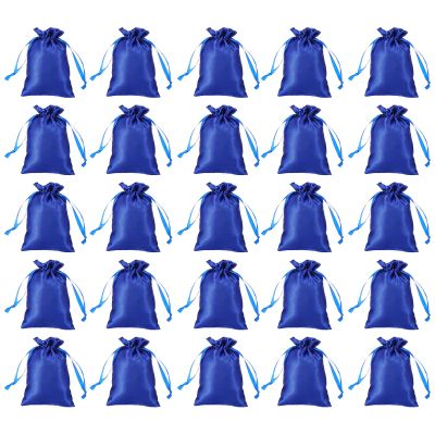 PATIKIL Satin Drawstring Bags, 30-Pack, 6 x 8 in, Blue