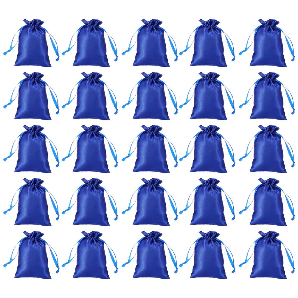 PATIKIL Satin Drawstring Bags, 30-Pack, 6 x 8 in, Blue