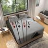 140x200 cm Playing Card Pattern 3D Fitted Sheet Set, Microfiber, 30 cm Deep Pocket, with 2 Pillowcases view 3
