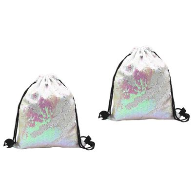 GALPADA 2-Pack Polyester Sequin Reversible Drawstring Backpacks
