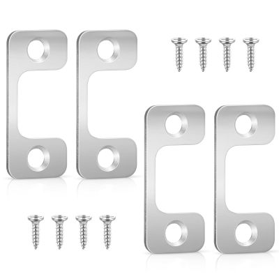 Tandefio 4-Pack Door Strike Plates, 2.5 x 5.4 cm, Stainless Steel, with 8 Screws